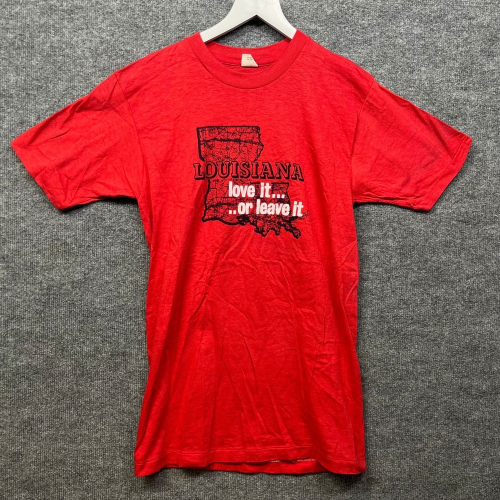 VTG 80s Signal Louisiana T-Shirt Men's Red Short Sleeve Single Stitch - Medium